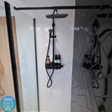 Triton Black Push Button Thermostatic Mixer Bar Shower with Square Overhead & Hand Shower