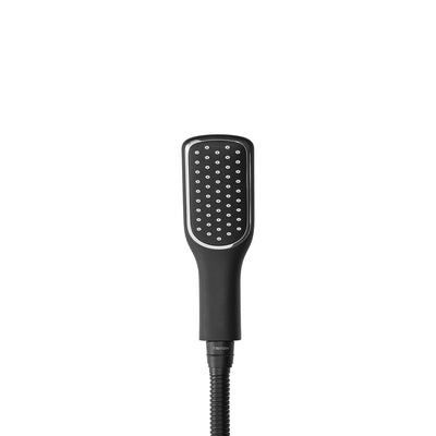 Triton Black Push Button Thermostatic Mixer Bar Shower with Square Overhead & Hand Shower