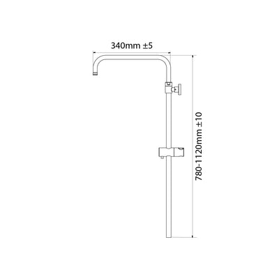 Triton Black Push Button Thermostatic Mixer Bar Shower with Square Overhead & Hand Shower