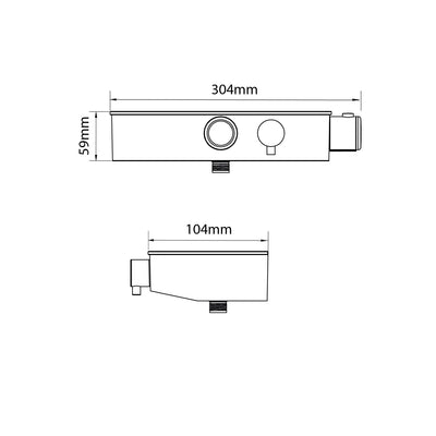 Triton Black Push Button Thermostatic Mixer Bar Shower with Square Overhead & Hand Shower