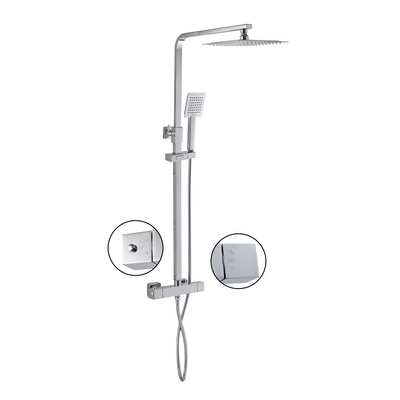 Chrome Thermostatic Mixer Shower with Square Overhead & Hand Shower - Vira