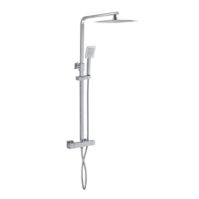 Chrome Thermostatic Mixer Shower with Square Overhead & Hand Shower - Vira