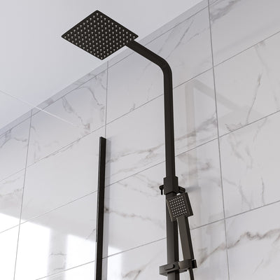 Black Thermostatic Mixer Shower with Square Overhead & Hand Shower - Zana