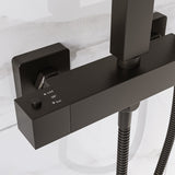 Black Thermostatic Mixer Shower with Square Overhead & Hand Shower - Zana
