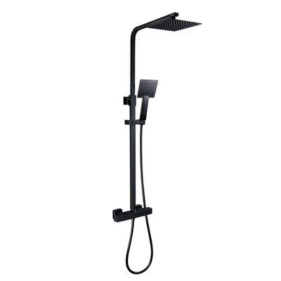 Black Thermostatic Mixer Shower with Square Overhead & Hand Shower - Zana