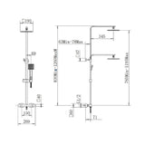Black Thermostatic Mixer Shower with Square Overhead & Hand Shower - Zana