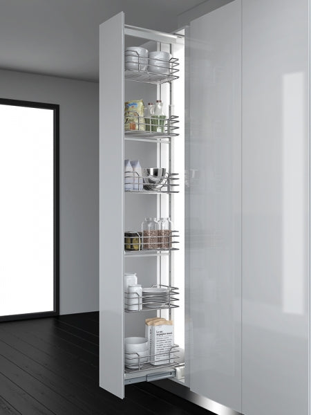 300mm Dynamic Tall Larder - Metallic Grey Baskets