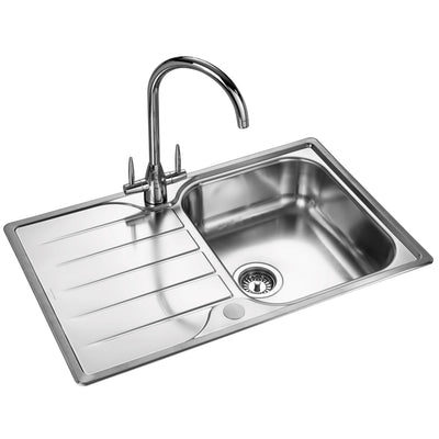 Rangemaster Michigan Inset Single Bowl Stainless Steel Kitchen Sink with Waste