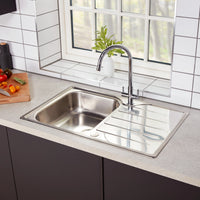 Rangemaster Michigan Inset Single Bowl Stainless Steel Kitchen Sink with Waste