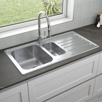 Sauber Prima Inset Stainless Steel Kitchen Sink - 1.5 Bowl